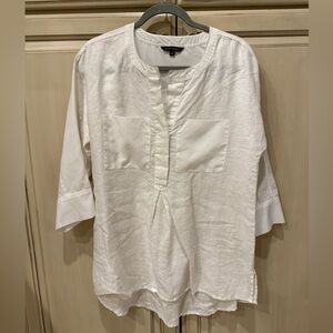 John mark White linen and silk top